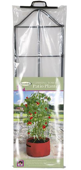 Ideal für Tomaten auf der Terrasse: Pflanzsack für rankende Tomaten mit Rankhilfe bei www.the-golden-rabbit.de