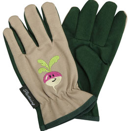 Gartenhandschuhe für Kinder aus Baumwolle mit lustigem Radieschen von www.the-golden-rabbit.de
