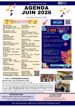 Agenda juin 2026 - EMC - Evénements musicaux