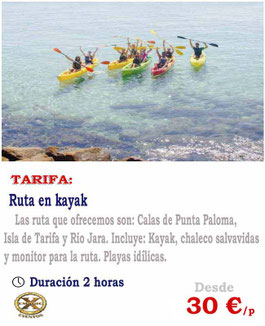 ruta en kayak en tarifa