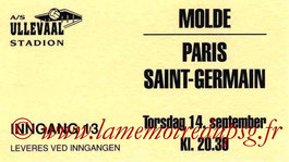 Ticket  Molde-PSG  1995-96