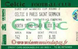 Ticket  Celtic-PSG  1995-96