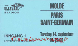 Ticket  Molde-PSG  1995-96