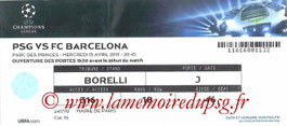 Ticket  PSG-Barcelone  2014-15 