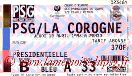 Ticket  PSG-Corogne  1995-96