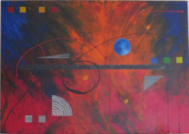 daluz composition géométrique abstraite aux formes colorées inspiration Kandinsky et Miró