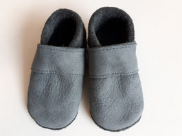 bio-leder uni grau lauflernschuhe sehr weiches, chromfreies Leder