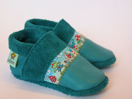  ecopell Lederschuhe mit Borte in Türkis