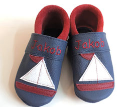 Krabbelschuhe Segelboot & Name