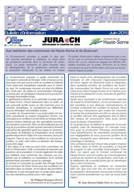 Bulletin d'information n° 4 sur le projet de géothermie profonde de Haute-Sorne