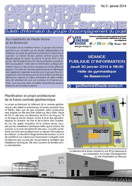 Bulletin d'information n° 3 sur le projet de géothermie profonde de Haute-Sorne