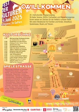 Standortplan mit Spielestrasse und Programm