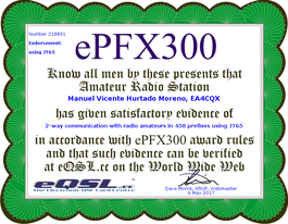 Diploma ePFX_eQSL.cc_458 Contactos (JT65)