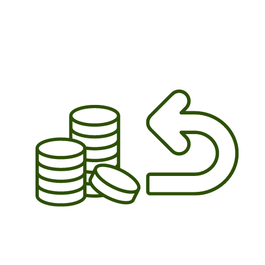 Symbolbild für Cash-back, ein paar Münzen und ein Rückführungspfeil