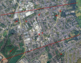 Kohlscheids "bergbauliche Aachse" - Markierungen im Satelittenbild von (c) Google Earth 2025