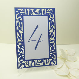 Numéro de table de mariage motif rameaux ciselés découpe laser