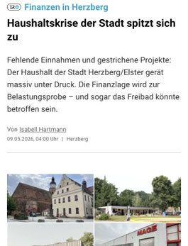 Auch im Haushalt der Stadt Herzberg ist ein Loch. Die Ausgaben übersteigen 2026 die Einnahmen um schätzungsweise anderthalb Millionen Euro. 