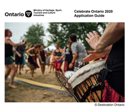 Cover page of Celebrate Ontario 2020 Application Guide