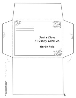 free printable envelope Christmas santa claus letter kindergarten preschool 