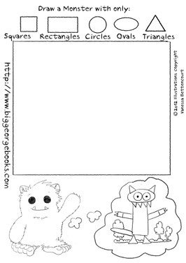 coloring kindergarten worksheet free dowloand children's activities shapes monster