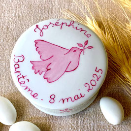 Boîte à dragées ou à petits bijoux Colombe Rose unie