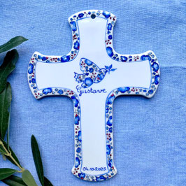 Grande Croix ou Crucifix colombe liberty bleu avec date
