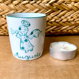 Petit bougeoir Ange et étoiles vert