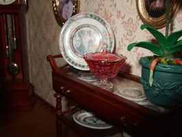 Detalle del salón.Bowl de cristal de Phil Grenyer(comprado en la feria de Kensington)