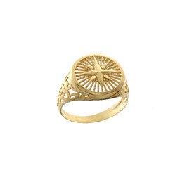 Anello da uomo  in oro giallo  con rosa dei venti  18 kt  prezzi outlet