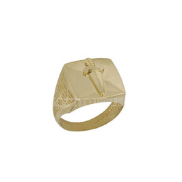 Anello da uomo  in oro  giallo a scudo  18 kt con spada prezzi outlet sconti