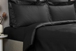Percale cotton luxury black sheets set double size 4 pillows