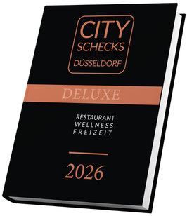 City Schecks Düsseldorf Deluxe 2025, 2 für 1 Gutscheine für eine Auswahl der besten Restaurants in Düsseldorf
