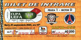 Ticket  Rapid Bucarest-PSG  2001-02