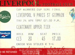 Ticket  Liverpool-PSG  1996-97