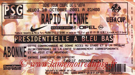 Ticket  PSG-Rapid Vienne  2001-02