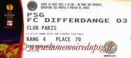 Ticket  PSG-Differdange 2011-12