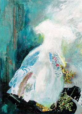 Feierkleid III, Mischtechnik auf Papier, 30 x 20, 11/16