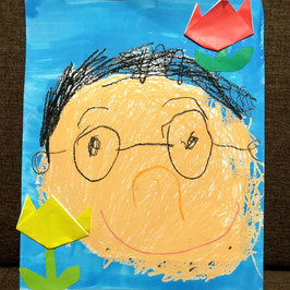 息子が５歳の時に描いた塾長の似顔絵
