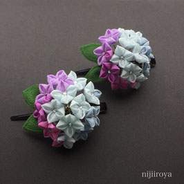 つまみ細工nijiiroya　紫陽花のクリップ