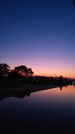 京都国立博物館から臨む夕焼と水鏡　photo by YUSUI