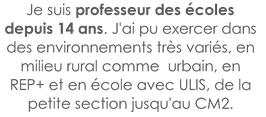 Je suis professeur des écoles depuis 14 ans.