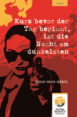 Das Cover von "Kurz bevor der Tag beginnt, ist die Nacht am dunkelsten" zeigt eine Frau mit Sonnenbrille, die eine Waffe auf den Betrachter richtet.