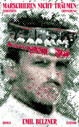 Das Cover von "Marschieren - nicht träumen" zeigt den Kopf eines Mannes. Dort, wo die Hutkrempe sein sollte, ist ein Foto von aufgereihten uniformierten Männern.