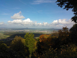 Blick vom Wasserberghaus auf die drei Kaiserberge Hohenstaufen, Rechberg uns Stuifen