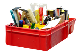 Eine rote Kiste mit Werkzeug