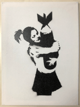 バンクシー/BANKSY, THE WALLED OFF HOTEL SOUVENIR “ BOMB HUGGER” CANVAS PRINT