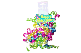 MOÑO DE CURLING CON TARJETA HAPPY BIRTHAY
