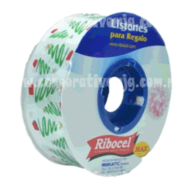 LISTON PINOS DE NAVIDAD FONDO BLANCO ANCHO 9