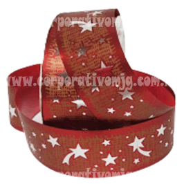 LISTON METALICO MATIZADO  ESTRELLAS ROJO