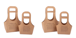 BOLSA DE CARTON CON ASA Y BASE PLASTICA BEIGE